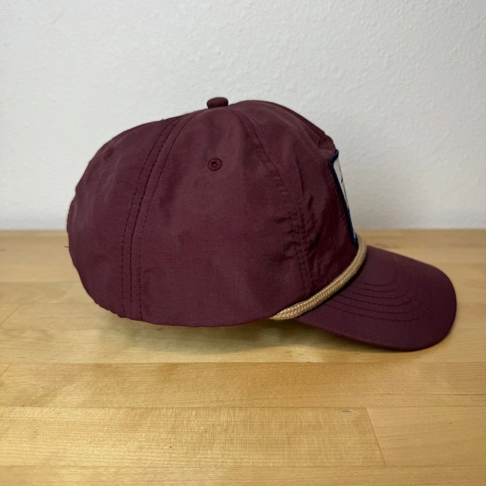 Denver Beer Co Brist Blanks Maroon Nylon Rope Hat Mountain Patch Snapback Cap